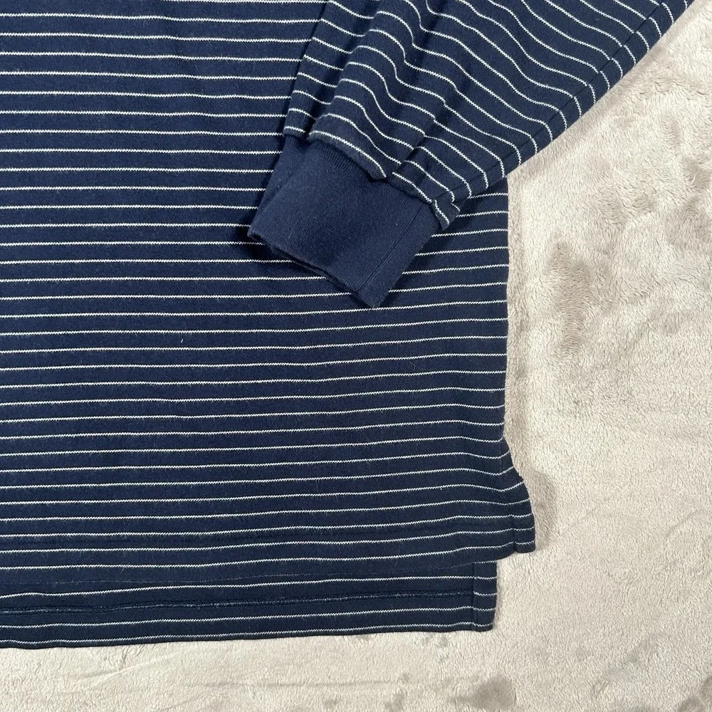 VTG 90's Polo Ralph Lauren Polo Shirt Men XL Navy Blue Striped Long Sleeve Rugby